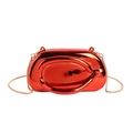 Glossy red acrylic evening bag with metallic finish, oval handle and gold chain strap - Mirror Clutch / Red