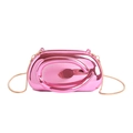 Metallic hot pink swipe bag with oval cutout handle and gold crossbody chain - Mirror Clutch / Pink