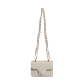 Borsa a spalla minimalista beige con catena dorata e cuciture decorative - Bianco