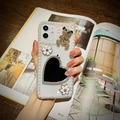 Luxe 3D bear and pearl edge phone case with heart mirror for Samsung and iPhone - Pearl Edge Bear Heart Mirror Style / iPhone 7/8/SE 2020