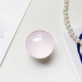 Pink rose quartz crystal phone grip with smooth polished finish on white texture - White Base Stand / Crystal Glass Style-Round Solid-Light Pink