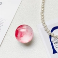 Pink and white marble texture circular grip for phone with stylish aesthetic design - White Base Stand / Crystal Glass Style-Round-Ink Wash Red