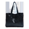 Borsa tote minimalista in pelle nera con manici lunghi per un pendolarismo elegante e capiente - Nero