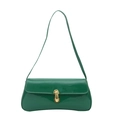 Glossy green leather underarm bag with gold metal buckle on a clean white background - Green