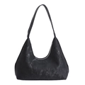 Borsa sottobraccio nera con trama marmorizzata, logo JIASHIQING e chiusura a zip - Nero