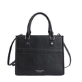 Borsa tote alla moda in pelle nera grana litchi con manici e tracolla regolabile - Nero