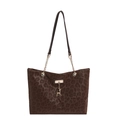 Grote shopper met luipaardprint, gouden herten hanger en schouderband met ketting - Bruin