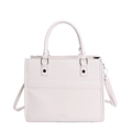 Elegante borsa tote in ecopelle beige con trama a grana e tracolla regolabile - Bianco