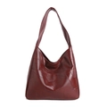 Minimalistische burgunderrote Hobo-Tasche mit geometrischer Textur und breitem Gurt - Burgunderrot