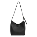 Klassieke zwarte lederen tote bag met goudkleurig logo en verstelbare schouderriem - Zwart