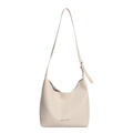 Chique beige hobo-tas van leer met lycheekorrel en verstelbare schouderriem - Wit