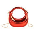 Glossy red metallic evening bag with U-shape design and gold chain shoulder strap - Red