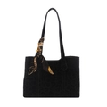 Borsa tote nera leopardata da donna con sciarpa di seta geometrica decorativa - Nero