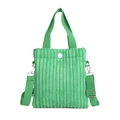 Green corduroy mini crossbody bag with adjustable strap and vintage button closure - Green