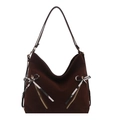 Grand sac à dos cabas marron en daim pour femme avec nœuds décoratifs style décontracté - Marron