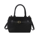 Secchiello minimalista nero opaco con fibbia dorata e tracolla rimovibile versatile - Nero