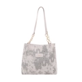 Minimalist off-white tote bag with celestial star moon print and chain strap for women - No Pendant / White