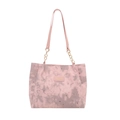 Pink canvas tote bag with star and moon print, featuring gold chain straps and logo patch - No Pendant / Pink