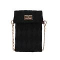 Vintage black quilted mini crossbody phone bag with gold metal chain and twist lock clasp - Black