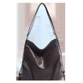 Borsa hobo minimalista in pelle PU marrone con doppia cerniera e ampia tracolla comoda - Marrone
