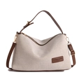 Borsa a tracolla in maglia minimalista con grande capacità e rifiniture in pelle marrone - Marrone