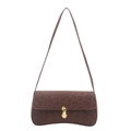 Chic leopard print faux suede shoulder bag with gold metal buckle closure for women - Coffee Leopard