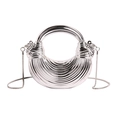 Silver striped acrylic evening bag with metallic wave texture and pearl chain strap - Silver