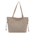 Beigefarbene Wildleder-Tragetasche mit langen Riemen und seitlichem Kordelzug-Detail - Khaki (Ohne Anhänger)