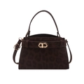 Bruine crossbodytas met luipaardprint, gouden sluiting en pluche textuur op witte achtergrond - Bruin