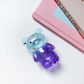 Macro shot of bear-shaped phone grip with gold foil and blue-purple gradient resin - Gold Foil Bear Stand - Spliced - Transparent New Purple Blue