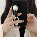 Protective iPhone case with elegant pearl wrist strap and black silicone matte finish - iPhone 7/8/SE 2020 / Black
