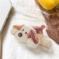 Supporto per cellulare estensibile in acrilico con un simpatico cane marrone e bianco - Supporto Trasparente - Cane Strisciante