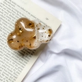 Cloud-shaped phone grip with amber resin gradient and embedded gold foil flakes - Gold Foil Cloud-Stitched-Coffee White
