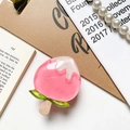 Dettaglio del supporto per telefono a forma di gelato rosa con crema e foglie - Supporto Trasparente - Ghiacciolo alla Frutta - Pesca Rosa