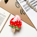 Close-up of a 3D strawberry ice cream phone grip with glossy resin finish and pearl accents - Transparent Stand - Fruit Popsicle - Red Berry