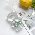 Detailed macro view of clear acrylic bear phone grip featuring 3D floral tulip patterns - Bear Stand - White Tulip + White Flower