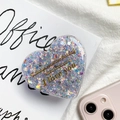 Detailansicht eines Herz-Handyhalters mit Glitzer und goldenem Spruch im INS-Stil - Glitzer Halterung-Herz Englisch / Hellviolett