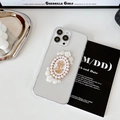 Detalle de funda iPhone con relieve de camafeo vintage, perlas y rosas de resina - iPhone XR / Pegamento Transparente - Camfeo Flor - Blanco