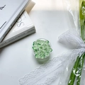 Detail of green crystal ice block texture on round foldable cell phone grip holder - Cyan Green Crushed Ice