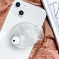3D fish shaped collapsible phone grip with matte finish and scale texture details - Clear