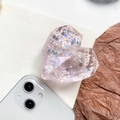 Pink heart-shaped glitter phone socket with faceted resin and silver sequins - Pink
