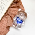 Transparent acrylic bear phone grip with blue heart in a lifestyle setting - Clear Bear - Royal Blue Heart