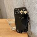Μαύρη θήκη iPhone με 3D φιγούρα ποντικιού και γυαλιστερό μαύρο βραχιόλι με χάντρες - Μαύρο Υγρό Ίσια Άκρη - Γεωμετρικό Βραχιόλι Ποντικιού / iPhone7/8/SE2020
