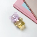 Translucent bear phone socket with purple-yellow gradient and embedded gold foil - Gold Foil Bear Stand - Spliced - Transparent Purple Yellow