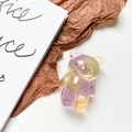 Collapsible bear phone grip with gradient purple resin and gold foil leaf inlay - Gold Foil Bear Stand - Contrast - Transparent Purple Yellow