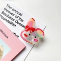 Support de téléphone lapin mignon avec nœud rose et finition en acrylique transparent - Lapin à oreilles tombantes