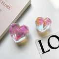 Supporto per telefono cuore laser con taglio a diamante geometrico iridato e pieghevole - Grande / Rosa Iridescente