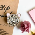 Supporto per telefono di lusso con orecchie di gatto e cristalli rosa scintillanti - Stile Specchio Gatto con Diamante Pieno / Orecchie di Gatto Oro
