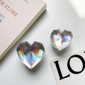 Supporto per telefono a cuore laser con design a diamante e effetto arcobaleno - Grande / Laser Argento