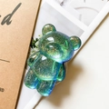 Macro detail of aurora glitter bear phone grip with green and blue gradient finish - Laser Glitter Royal Blue